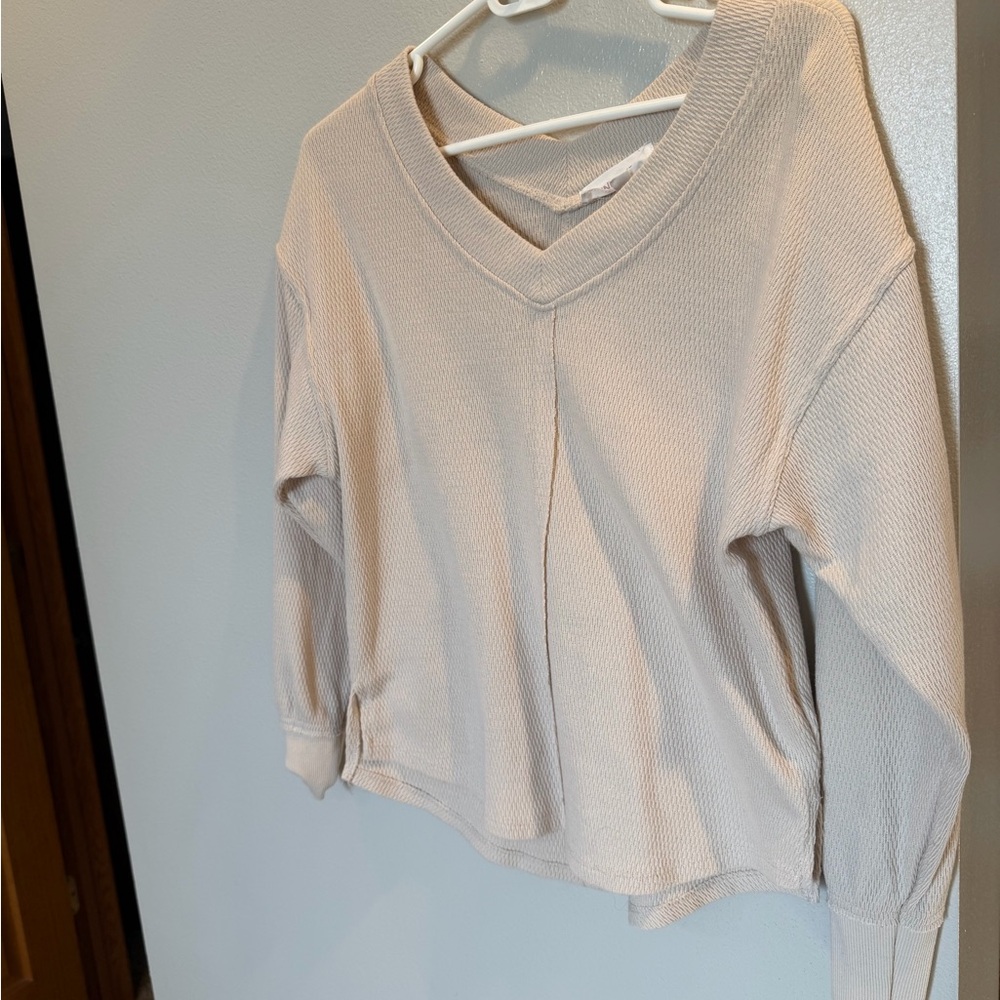 Dry Goods Soft Beige V-Neck Sweater